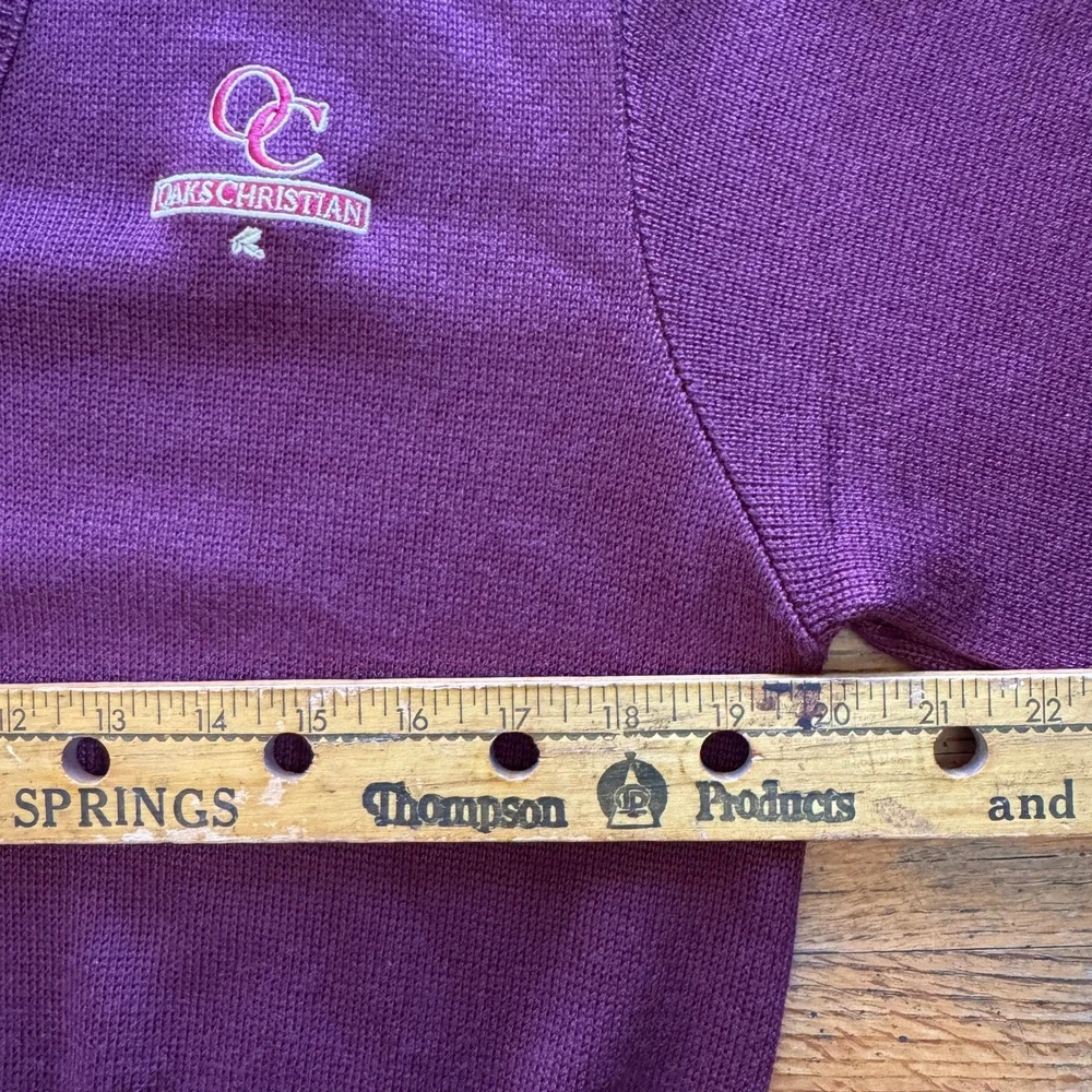 Mills Uniform Company Oaks Christian School V-Neck Sweater Maroon Teen Small